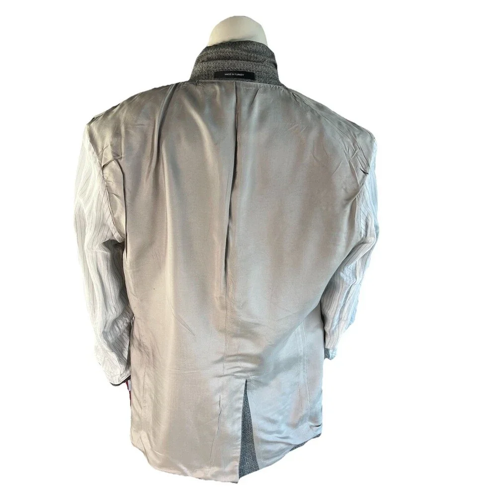 Hugo Boss Blazer Men 40R Rossellini/Movie Grey Geometric Textured Cashmere Wool